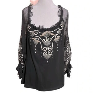 Vintage Collection off shoulder embroidered longsleeve tops size XL